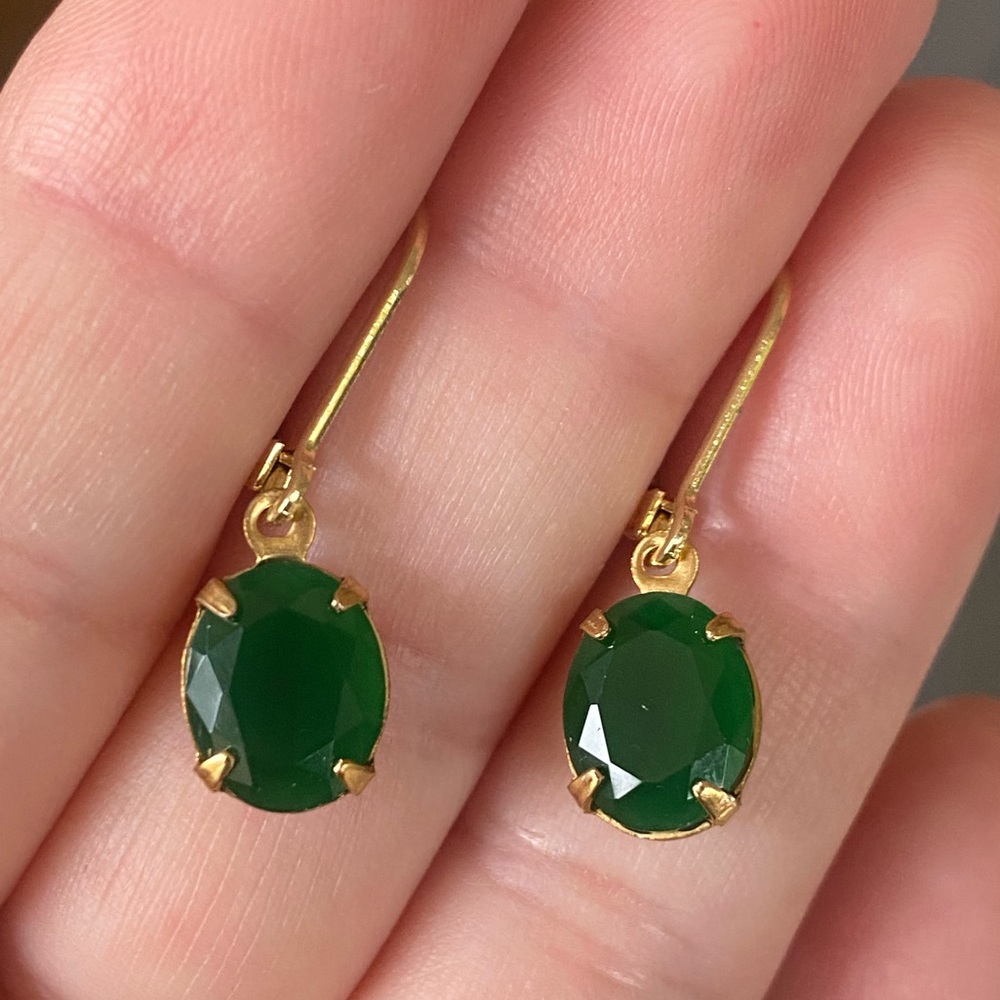 Deep emerald gemstone earrings
